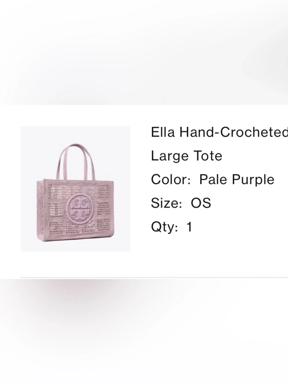 Tory Burch Lavender Hand Crochet Large Tote with Logo